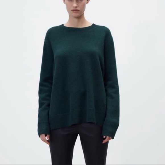 New Zara Women Oversized 100% Wool Knit Green Sweater Size Medium - Picture 8 of 9